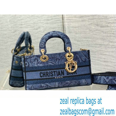 dior Medium Lady D-Joy Bag in Denim Blue Albero della Vita Embroidery 2023 - Click Image to Close