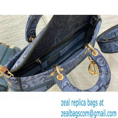 dior Medium Lady D-Joy Bag in Denim Blue Albero della Vita Embroidery 2023 - Click Image to Close