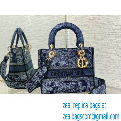dior Medium Lady D-Lite Bag in Denim Blue Toile de Jouy Embroidery 2023