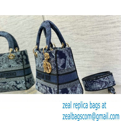 dior Medium Lady D-Lite Bag in Denim Blue Toile de Jouy Embroidery 2023