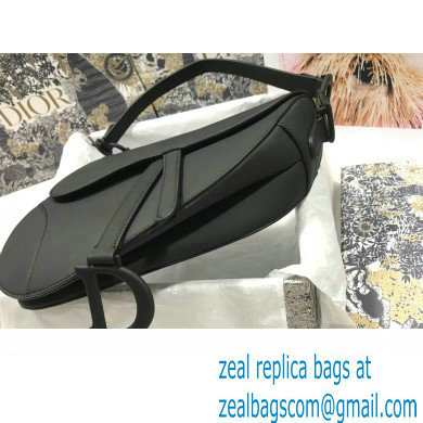 dior Saddle Bag with Strap in Black Ultramatte Calfskin 2023