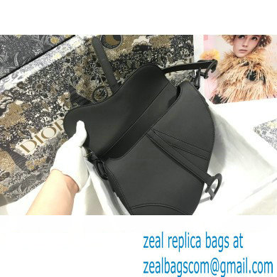 dior Saddle Bag with Strap in Black Ultramatte Calfskin 2023