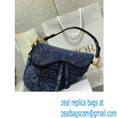 dior saddle bag in Denim Blue Albero della Vita Embroidery 2023