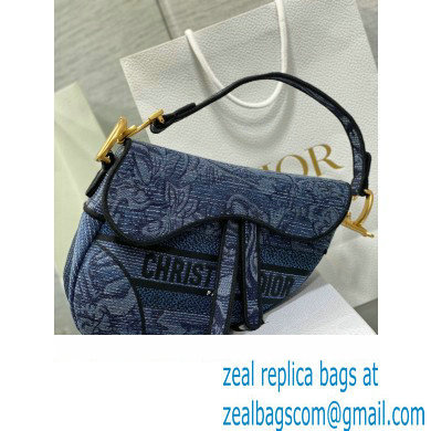 dior saddle bag in Denim Blue Albero della Vita Embroidery 2023