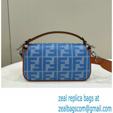 fendi Light blue denim medium Baguette bag with FF embroidery 2023 - Click Image to Close