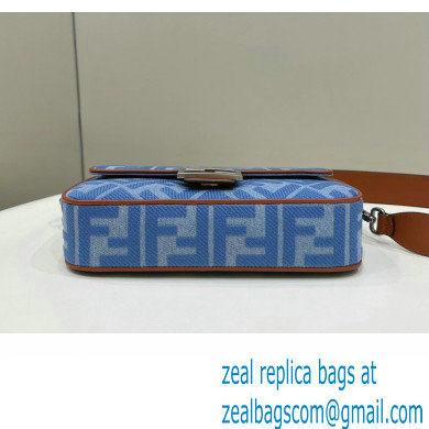 fendi Light blue denim medium Baguette bag with FF embroidery 2023