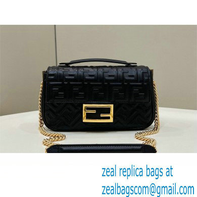 fendi medium Baguette Chain Midi bag in nappa leather black 2023 - Click Image to Close