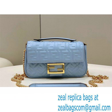 fendi medium Baguette Chain Midi bag in nappa leather sky blue 2023