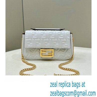 fendi medium Baguette Chain Midi bag in nappa leather white 2023 - Click Image to Close