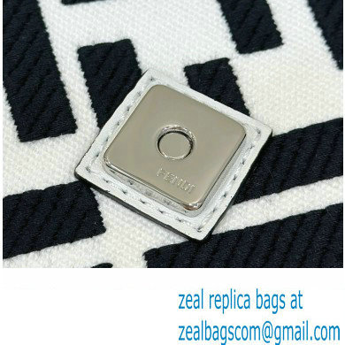 fendi white and black canvas medium Baguette bag with FF embroidery 2023
