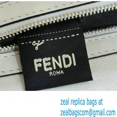 fendi white and black canvas medium Baguette bag with FF embroidery 2023