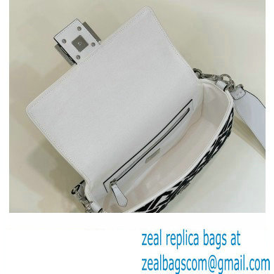 fendi white and black canvas medium Baguette bag with FF embroidery 2023