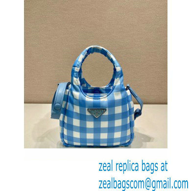 prada blue check bucket bag 1BG359 2023 - Click Image to Close