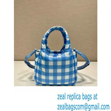 prada blue check bucket bag 1BG359 2023 - Click Image to Close