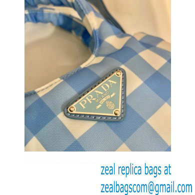 prada blue check bucket bag 1BG359 2023 - Click Image to Close