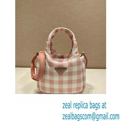 prada pink check bucket bag 1BG359 2023