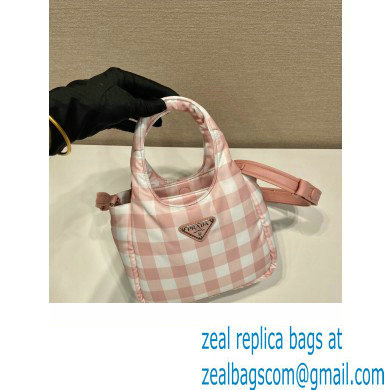 prada pink check bucket bag 1BG359 2023 - Click Image to Close