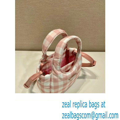 prada pink check bucket bag 1BG359 2023 - Click Image to Close