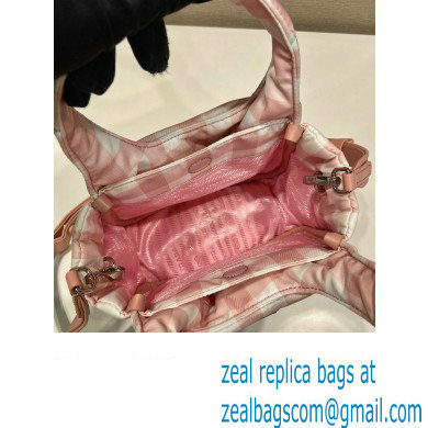 prada pink check bucket bag 1BG359 2023 - Click Image to Close