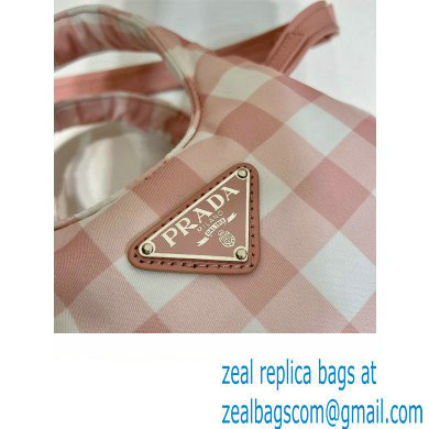 prada pink check bucket bag 1BG359 2023