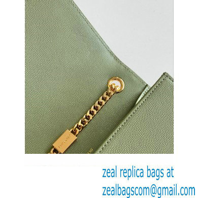 saint laurent kate small chain bag in grain de poudre embossed leather khaki green 2023