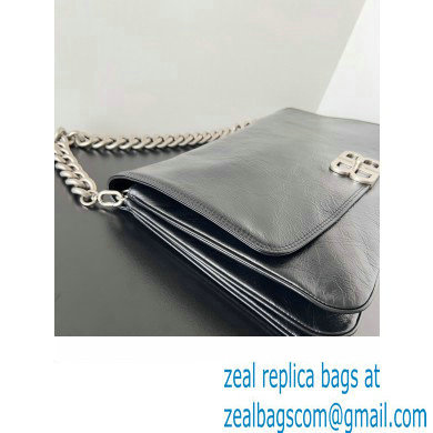 Balenciaga BB Soft Large Flap Bag in peach calfskin Black/Silver 2023