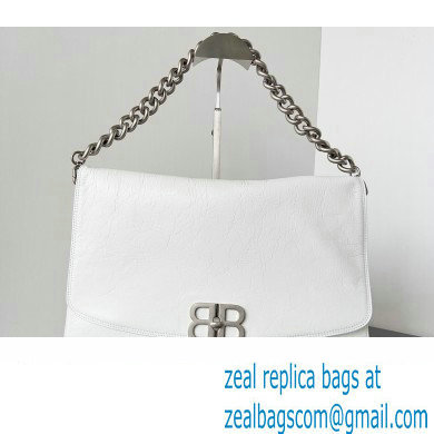 Balenciaga BB Soft Large Flap Bag in peach calfskin White/Silver 2023 - Click Image to Close