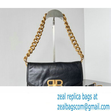 Balenciaga BB Soft Small Flap Bag in peach calfskin Black/Gold 2023 - Click Image to Close