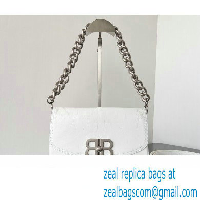 Balenciaga BB Soft Small Flap Bag in peach calfskin White/Silver 2023