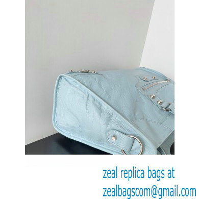 Balenciaga Classic City Large Handbag in Arena Lambskin Baby Blue/Silver