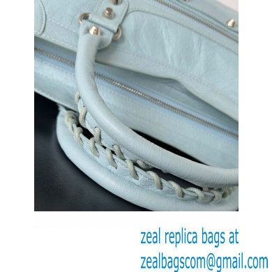 Balenciaga Classic City Large Handbag in Arena Lambskin Baby Blue/Silver
