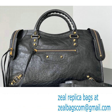 Balenciaga Classic City Large Handbag in Arena Lambskin Black/Gold - Click Image to Close