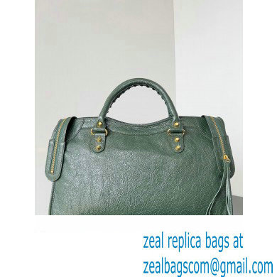 Balenciaga Classic City Large Handbag in Arena Lambskin Dark Green/Gold - Click Image to Close