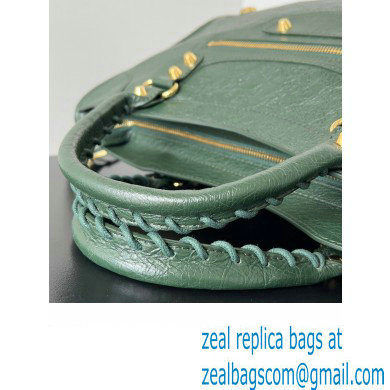 Balenciaga Classic City Large Handbag in Arena Lambskin Dark Green/Gold