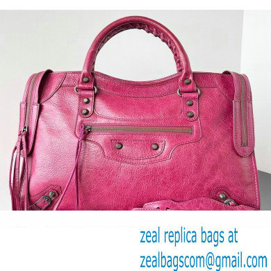 Balenciaga Classic City Large Handbag in Arena Lambskin Fuchsia - Click Image to Close