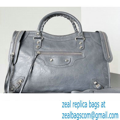 Balenciaga Classic City Large Handbag in Arena Lambskin Gray/Silver - Click Image to Close