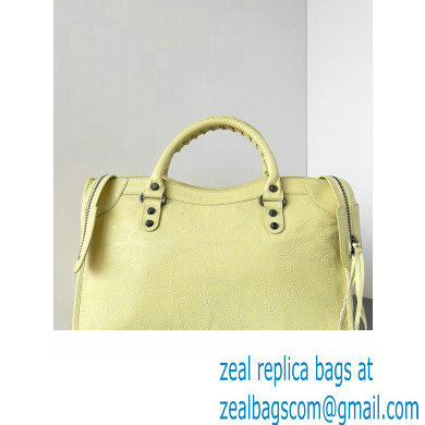 Balenciaga Classic City Large Handbag in Arena Lambskin Light Yellow