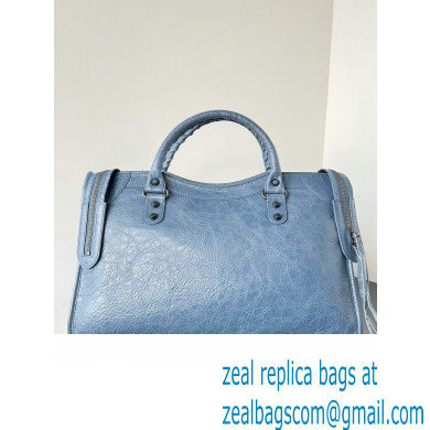 Balenciaga Classic City Large Handbag in Arena Lambskin Navy Blue