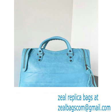 Balenciaga Classic City Large Handbag in Arena Lambskin Sky Blue