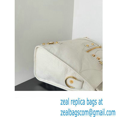 Balenciaga Classic City Large Handbag in Arena Lambskin White/Gold - Click Image to Close