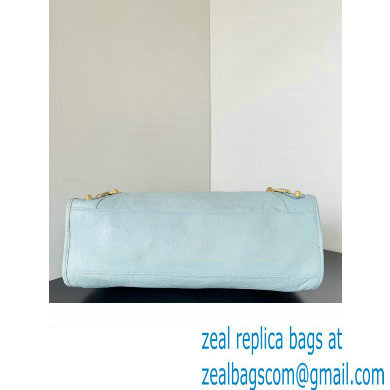 Balenciaga Classic City Large Handbag with Spiral Hardware in Arena Lambskin Baby Blue/Gold