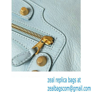 Balenciaga Classic City Large Handbag with Spiral Hardware in Arena Lambskin Baby Blue/Gold - Click Image to Close