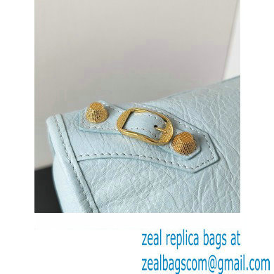 Balenciaga Classic City Large Handbag with Spiral Hardware in Arena Lambskin Baby Blue/Gold