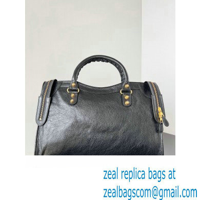 Balenciaga Classic City Large Handbag with Spiral Hardware in Arena Lambskin Black/Gold - Click Image to Close