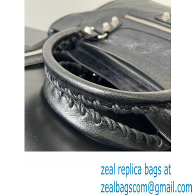 Balenciaga Classic City Large Handbag with Spiral Hardware in Arena Lambskin Black/Silver - Click Image to Close