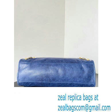 Balenciaga Classic City Large Handbag with Spiral Hardware in Arena Lambskin Blue/Gold