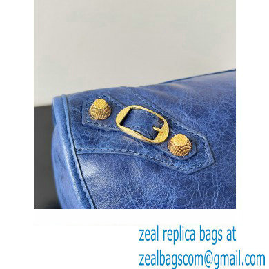 Balenciaga Classic City Large Handbag with Spiral Hardware in Arena Lambskin Blue/Gold - Click Image to Close