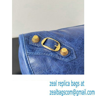 Balenciaga Classic City Large Handbag with Spiral Hardware in Arena Lambskin Blue/Gold