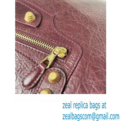 Balenciaga Classic City Large Handbag with Spiral Hardware in Arena Lambskin Burgundy/Gold