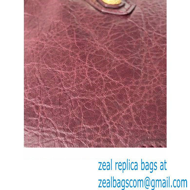 Balenciaga Classic City Large Handbag with Spiral Hardware in Arena Lambskin Burgundy/Gold